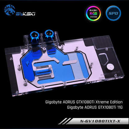 Bykski N-GV1080TIXT-X, Full Cover Graphics Card Water Cooling Block RGB/RBW for Gigabyte AORUS GTX1080Ti Xtreme Edition