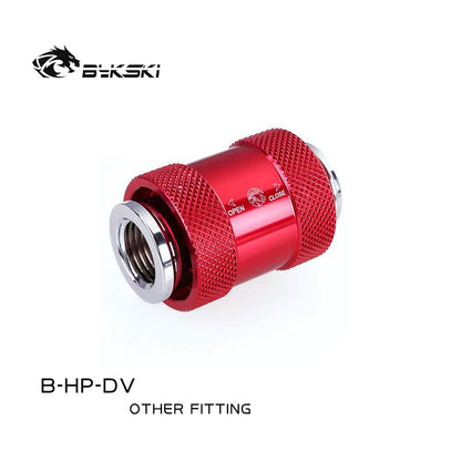 Bykski Water Valve Female To Female Colour Switch, For Hard Tube Push the Switch To Drain, B-HP-DV