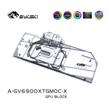 Bloc d'eau GPU Bykski RX 6900XT pour Gigabyte RX 6900XT Gaming OC, refroidisseur d'eau de carte graphique à couverture complète A-GV6900XTGMOC-X