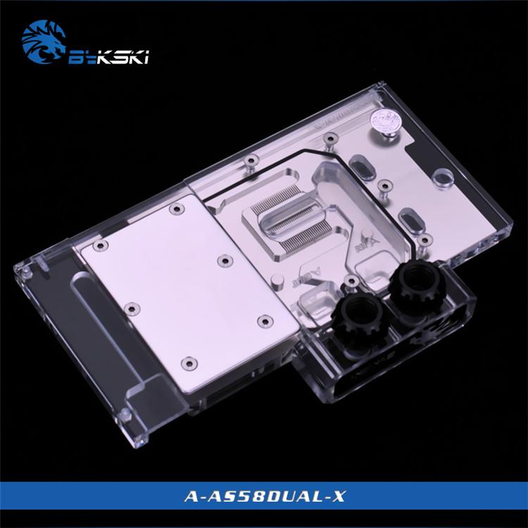 Bykski A-AS58DUAL-X, Full Cover Graphics Card Water Cooling Block for Asus RX580 Dual O8G / RX480 4G | Water Cooling Block