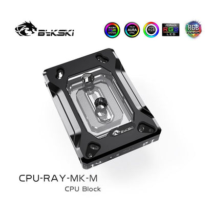 Bykski CPU Cooler Water Cooling Block For AMD Acrylic RGB CPU Cooler Micro Waterway Liquid Cooling System, CPU-RAY-MK-M