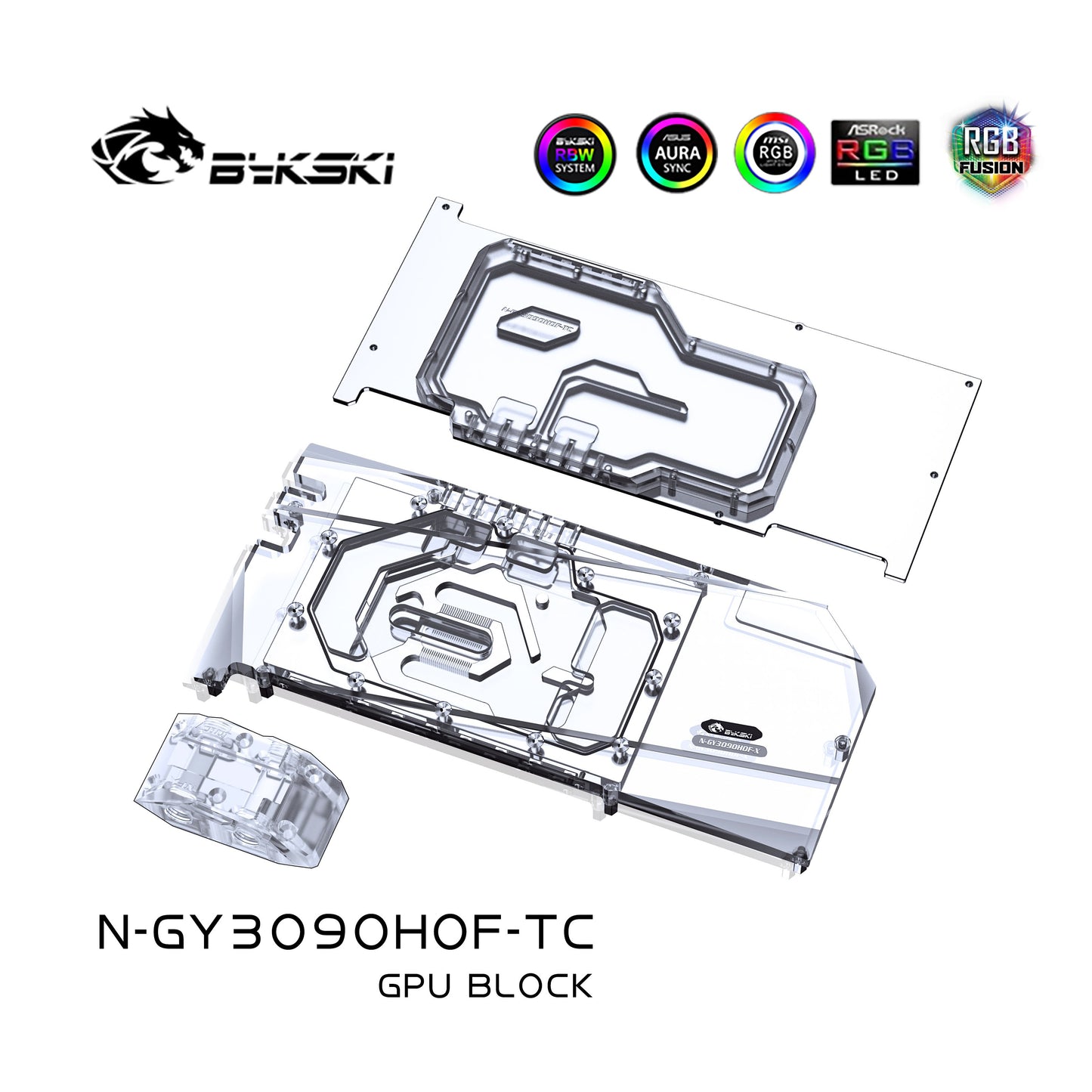 Bloc GPU Bykski avec refroidisseur de fond de panier de voies navigables actives pour Galax RTX 3090 HOF Extreme édition limitée N-GY3090HOF-TC