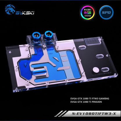 Bykski N-EV1080TIFTW3-X, Full Cover Graphics Card Water Cooling Block RGB/RBW for EVGA GTX1080Ti FTW3 GAMING