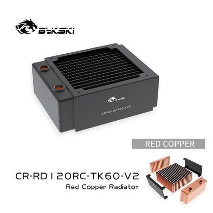 Bykski 120mm Copper Radiator RC Series High-performance Heat Dissipation 60mm Thickness for 12cm Fan Cooler, CR-RD120RC-TK60-V2