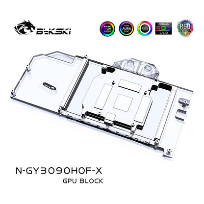 Bykski GPU Water Block For GALAX GeForce RTX 3090/3080Ti HOF Extreme, Full Cover Cooler with Backplate, N-GY3090HOF-X
