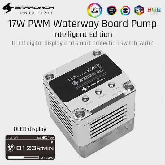 Barrow ch FBSP17B-T, 17W PWM Intelligent Waterway Board Pump, OLED Digital Display, Only For Barrow | Water Cooling Pump