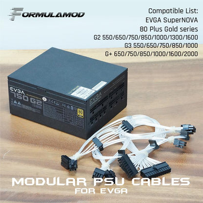 FormulaMod Fm-EVGA-SL, Fully Modular PSU Cables, 18AWG Silver Plated, For EVGA G2 G3 G+ Series Modular PSU