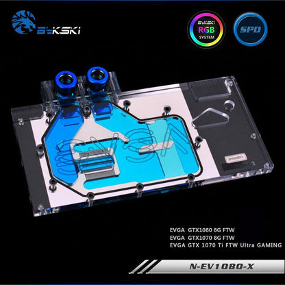 Bykski Full Cover Graphics Card Water Cooling Block For EVGA GTX 1080/1070 FTW, N-EV1080-X