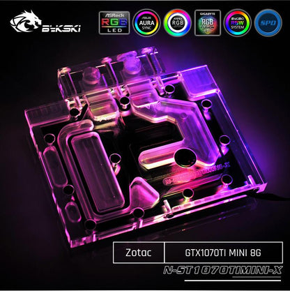 Bykski N-ST1070TIMINI-X Full Cover Graphics Card Water Cooling Block For Zotac GTX1070Ti Mini 8G | Water Cooling Block