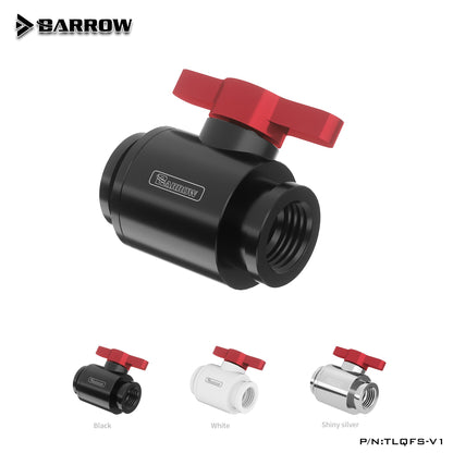 Barrow TLQFS-V1, Mini Ball Valves, Multiple Colour Aluminium Handle, Female To Female Water Cooling Valve.