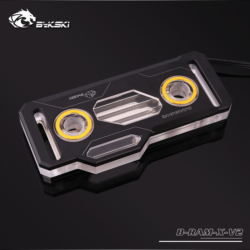 Bykski B-RAM-X-V2, RBW Ram Water Blocks, Acrylic + Black/Silver Aluminum Alloy Cover, Support Dual Ram | Water Cooling Block