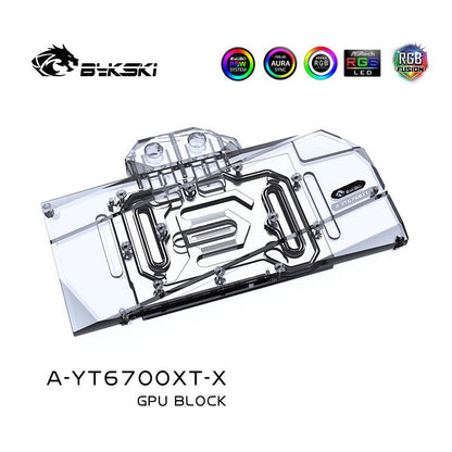 Bykski GPU Water Block A-YT6700XT-X , For Yeston RX6700XT , Graphic Video Card Backplate Liquid Block Water Cooling
