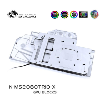 Bykski Full Cover Graphics Card Water Cooling Block, For MSI RTX 2080/2080Super/2070Super TRIO, N-MS2080TRIO-X