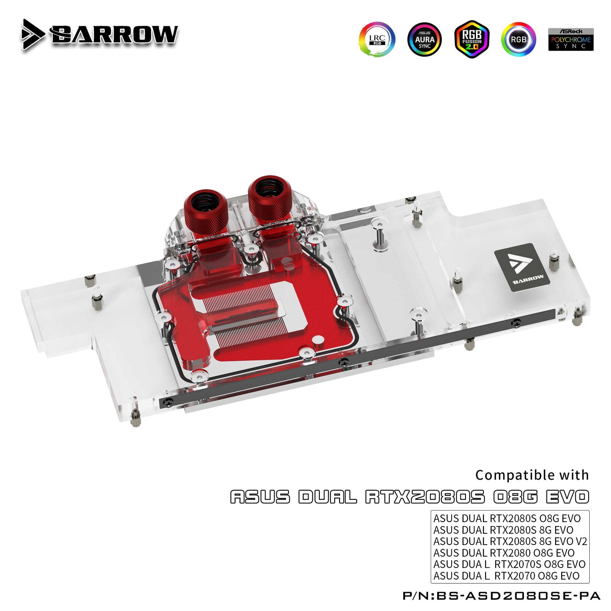 Barrow BS-ASD2080SE-PA Full Coverage Water Cooling Block for ASUS DUAL 2080S Graphics Card | Water Cooling Block