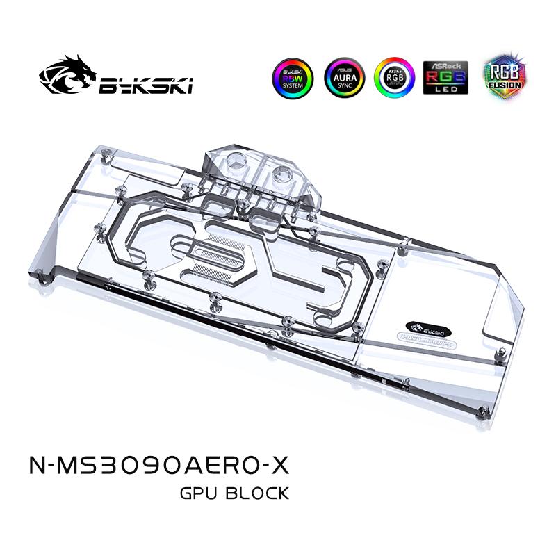 Bykski N-MS3090AERO-X bloc de refroidissement par eau GPU avec fond de panier pour MSI RTX 3090 Areo 24G, système de refroidissement liquide de carte graphique