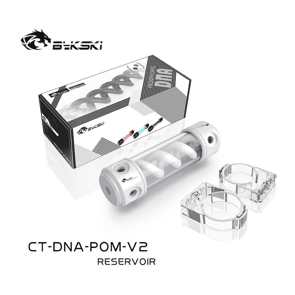 Bykski T Cylindrical Reservoir , White Spiral DNA 190/260mm POM Cover Water Cooling Tank CT-DNA-POM-V2
