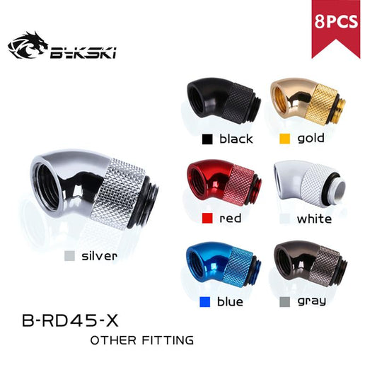 45 Degree Rotary Fitting Bykski G1/4" Rotatable 45° Adapter Cooling Adjust Connect Direction Water- cooled, 8pcs/lot, B-RD45-X