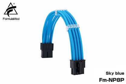 FormulaMod Fm-NP8P PCI-E 8Pin(6+2) Power Extension Cable For Motherboard/GPU 8 Pin 18AWG Solid Color Cables With Cable Comb