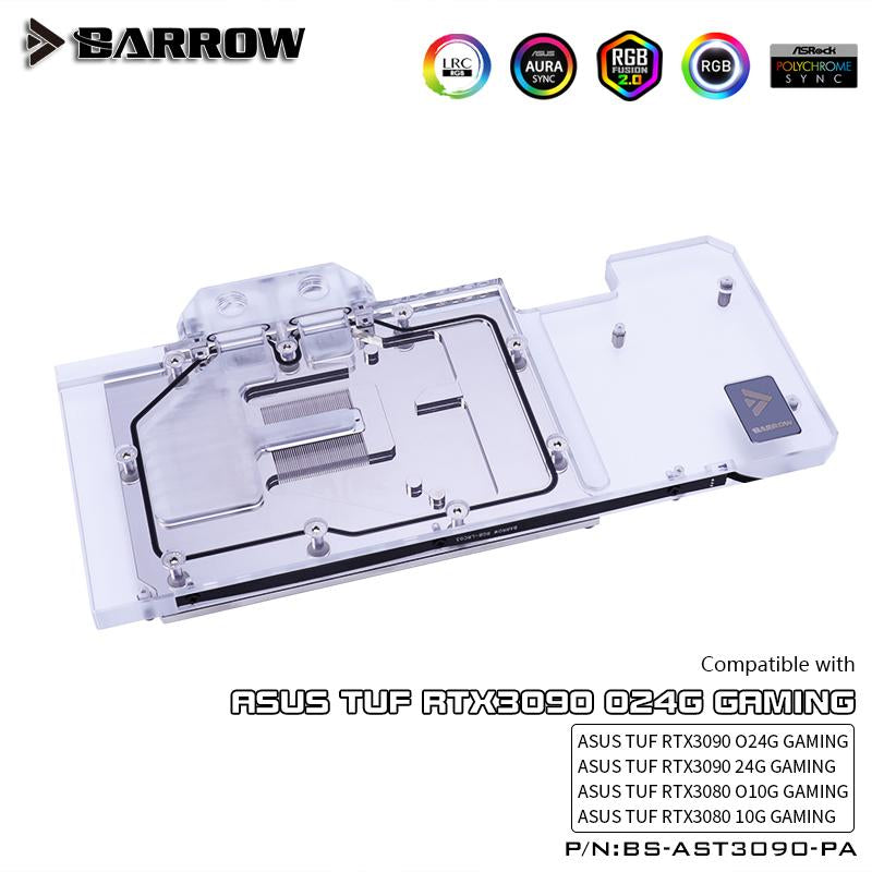 Barrow 3090 3080 GPU Water Block for ASUS TUF 3090/3080 Gaming, Full Cover 5v ARGB GPU Cooler, BS-AST3090-PA