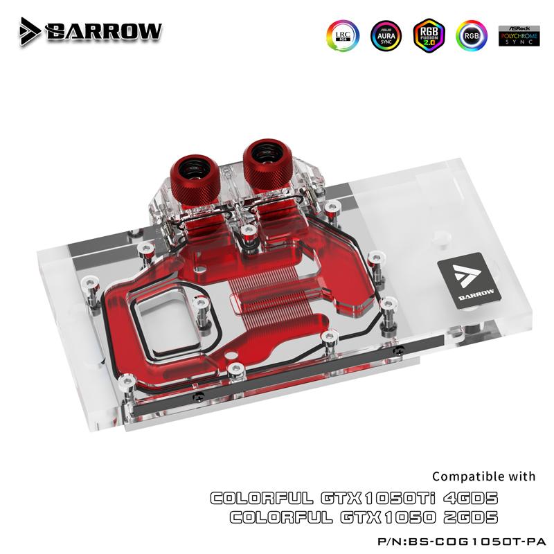 Barrow BS-COG1050T-PA, LRC 2.0 Full Cover Graphics Card Water Cooling Block for COLORFUL Battle-ax GTX1050Ti/1050