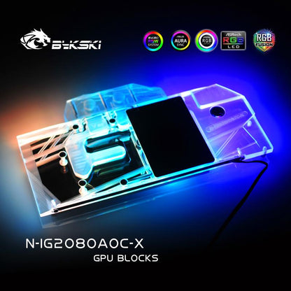 FormulaMod Bykski RTX 2080 full-cover GPU waterblock — silent local AI workload cooling (view 2)