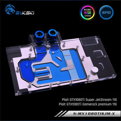 Bykski N-MX1080TISJM-X, Full Cover Graphics Card Water Cooling Block for Palit GTX1080Ti Super JetStream/GameRock