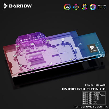 Barrow BS-NVG1080T-PA LRC RGB v1/v2 Full Cover Graphics Card Water Cooling Block for Founder | Water Cooling Block