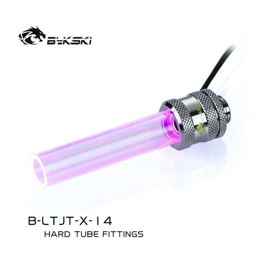Bykski B-LTJT-X, 14mm Lighting Hard Tube Fittings, G1/4 Diamond Pattern In-built Light, For OD14mm | Water Cooling Fitting