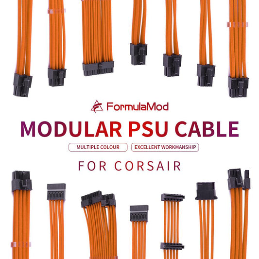 FormulaMod CORSAIR Fully Modular PSU Cable Kit, 18AWG Sleeved, Kit For Corsair Modular PSU, Fm-BZMZ [Please check compatibility]