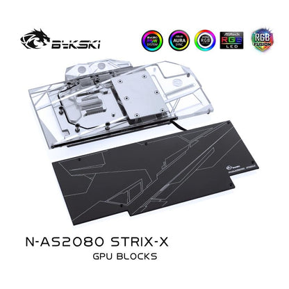 Bykski Full Cover Graphics Card Water Cooling Block, For Asus ROG STRIX RTX 2080/2080Super/2070, N-AS2080STRIX-X