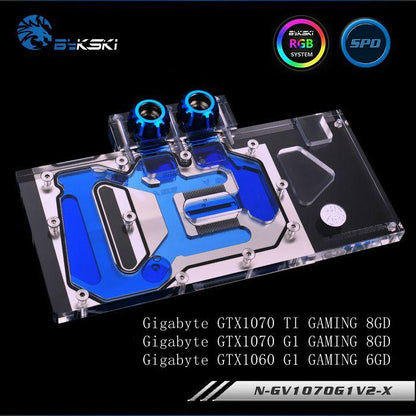 Bykski Full Cover Graphics Card Water Cooling Block for Gigabyte GTX 1070Ti/1070 G1 / Gaming / Windforce , N-GV1070G1V2-X