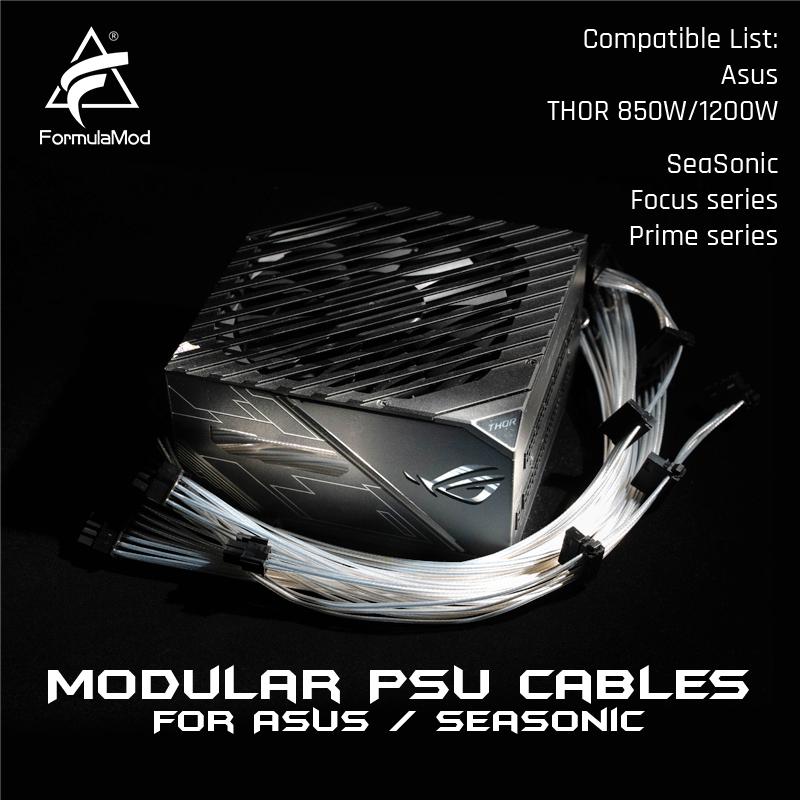 FormulaMod Fm-HS-SL, câbles PSU entièrement modulaires, 18AWG plaqué argent, pour Asus THOR &amp; SeaSonic Focus/Prime Series PSU modulaire