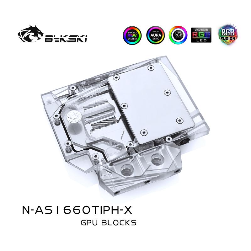 Bykski N-AS1660TIPH-X, bloc de refroidissement par eau pour carte graphique à couverture complète, pour Asus GTX1660Ti Tuf/Phoinx, RTX2060 Tuf Gaming