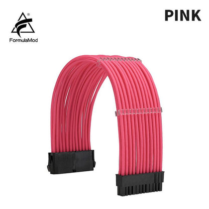 FormulaMod Fm-N24P ATX 24Pin(20+4) Power Extension Cable For Motherboard 24 Pin 18AWG Solid Color Cables With Cable Comb