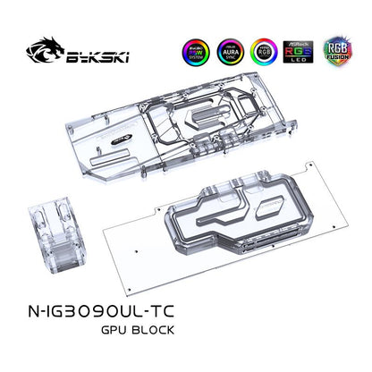 Bloc GPU Bykski avec refroidisseur de fond de panier de voie navigable actif pour coloré iGame RTX 3090 3080 avancé/Ultra N-IG3090UL-TC