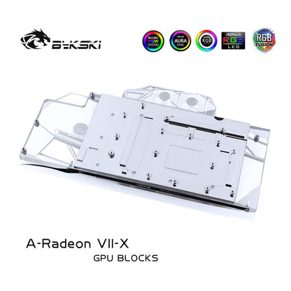Bykski A-Radeon VII-X, Full Cover Graphics Card Water Cooling Block For Founder Edition AMD Radeon VII