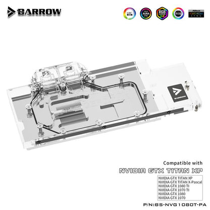Barrow BS-NVG1080T-PA LRC RGB v1/v2 Full Cover Graphics Card Water Cooling Block for Founder | Water Cooling Block