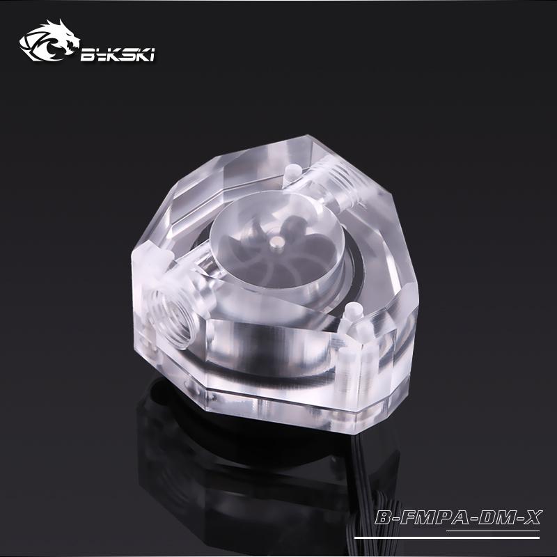Bykski Acrylic Diamond Shape Water Flow Meters, G1/4 5v 3pin RGB Lighting Polygon Water Cooling Flow Meters, | RGB Lighting