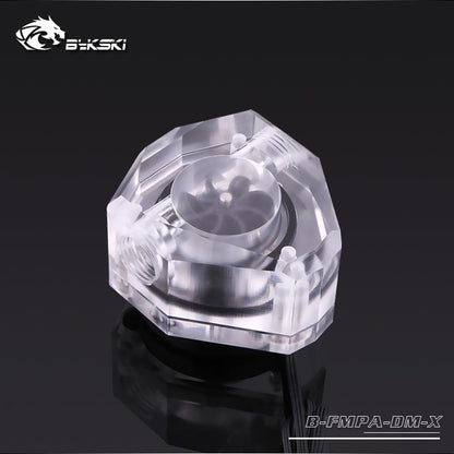 Bykski Acrylic Diamond Shape Water Flow Meters, G1/4 5v 3pin RGB Lighting Polygon Water Cooling Flow Meters, | RGB Lighting