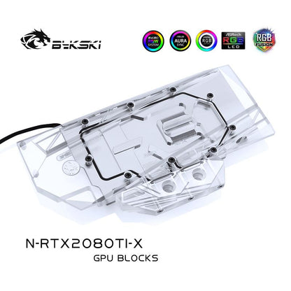 Bykski N-RTX2080TI-X Full Cover Graphic Card Water Cooling Block, Exclusive Backplane For Nvidia Founder Edition RTX2080/2080Ti