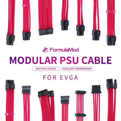 FormulaMod EVGA Fully Modular PSU Cable Kit, 18AWG Sleeved, Kit For EVGA Modular PSU, Fm-BZMZ [Please check compatibility]