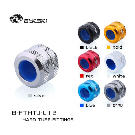 Bykski B-FTHTJ-L12, Anti-off Type Hard Tube Fittings, For OD12mm Hard Tubes, Diamond Pattern, Enhanced Silicone