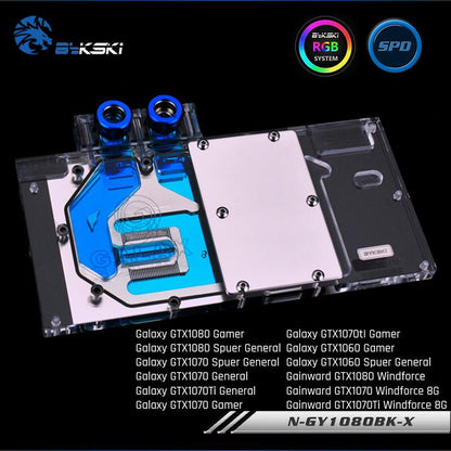 Bykski N-GY1080BK-X, Full Cover Graphics Card Water Cooling Block for Galaxy/Gainward | Water Cooling Block