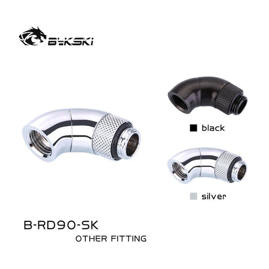 Bykski B-RD90-SK, raccords à 90 degrés, motif diamant boutique, raccords rotatifs en zigzag
