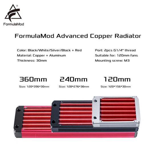 FormulaMod 360mm Radiator Copper 120/240/360mm 30mm Thickness 120mm Fan Water Cooling Radiator PC | Custom Loop Radiator