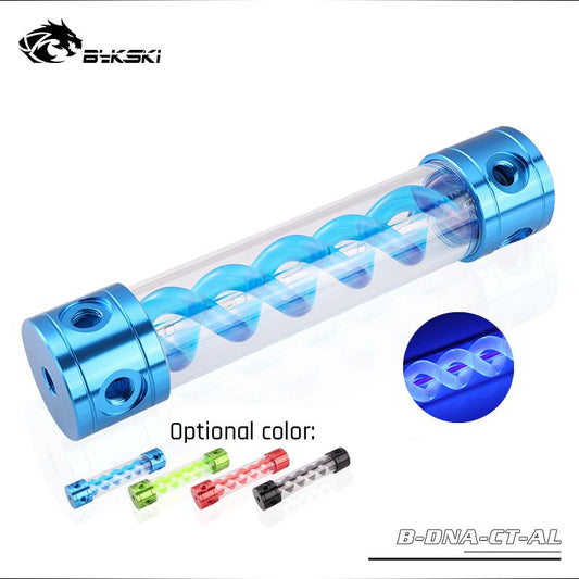 Bykski 50mm Reservoir T Spiral Cylindrical DNA Water Tank B-DNA-CT-AL180 260mm Colorful Aluminum | Water Cooling Reservoir