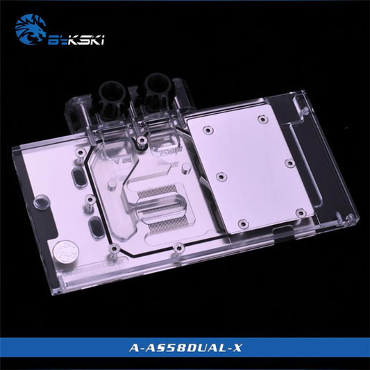 Bykski A-AS58DUAL-X, Full Cover Graphics Card Water Cooling Block for Asus RX580 Dual O8G / RX480 4G | Water Cooling Block