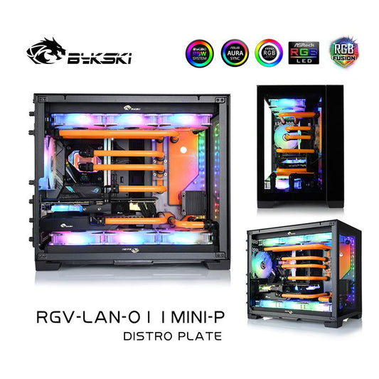 Bykski Kit de plaque de distribution pour boîtier Lian Li O11D Mini (O11 Mini), boucle complète A-RGB 5 V pour la construction d'un seul GPU PC, carte de voie navigable de refroidissement par eau, RGV-LAN-O11MINI-P 
