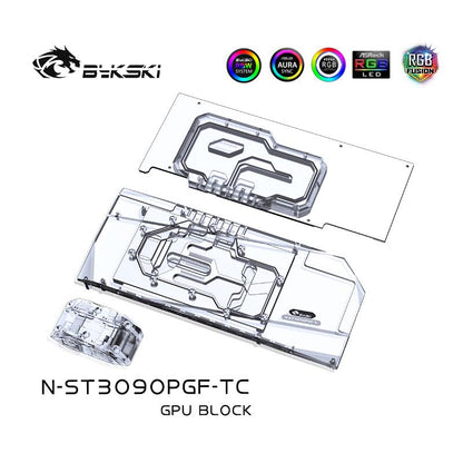 Bloc GPU Bykski avec refroidisseur de refroidissement par eau de fond de panier de voies navigables actives pour Zotac RTX 3090 3080 PGF 24G6X 10G6X N-ST3090PGF-TC 