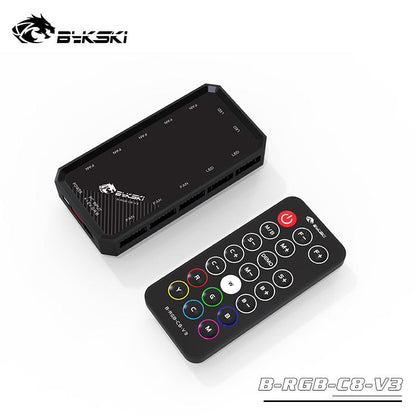 Bykski B-RGB-C8-V3 RGB(12v 4pin) System Lighting Controller 8+4 Interfaces For Bykski's All RGB System Lighting